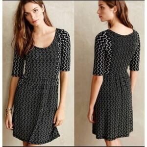 Anthro Saturday Sunday Chevron Knit Dress XS Black White